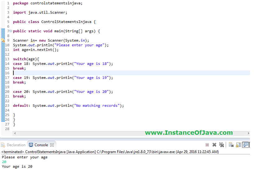 For statement java example